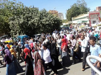 A group of Sudanese youth demonstrate in downtown Khartoum on 30 January 2011 (Facebook)