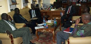 GoSS VP Riek Machar and ministers meeting with senior university lecturers, Juba, Feb. 3, 2011 (ST)