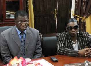 Chairperson of Yambio community group, Clement Philemon Baime (left) in Yambio, W. Equatoria, South Sudan. Feb 12, 2011 (ST)