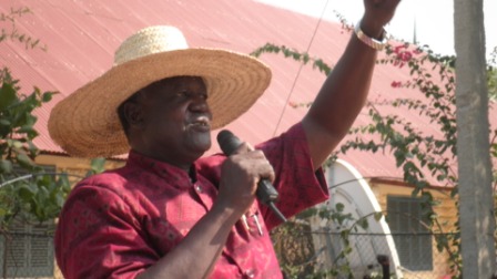 Jonglei governor Kuol Manyang celebrating the final results of South Sudan's referendum on independence at celebration on Tuesday. Feb 8, 2011 (ST)