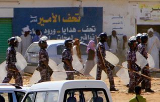 Sudan anti-riot police during 30 January’s protests in Khartoum (Getty)