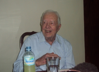 Jimmy Carter, who heads the Carter Center addressing journalists in Juba, South Sudan after the January referendum, January 19, 2011 (ST)