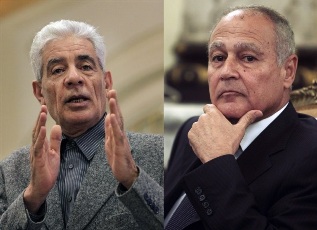 Libya's former Foreign Minister Moussa Koussa (L) and former Egyptian Foreign Minister Ahmed Aboul-Gheit (R)