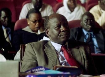 Lam Akol, head of the SPLM-DC, listens in on a discussion of southern unity and cooperation, during an all-southern-parties meeting in Juba, Wednesday, Oct. 13, 2010 (AP)