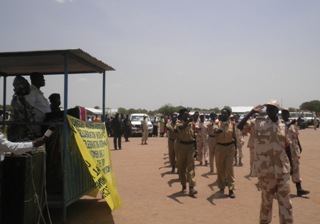 Women in South Sudan’s organised forces marching in celebration of international women's day in Bor, Jonglei state. March 9, 2011 (ST)