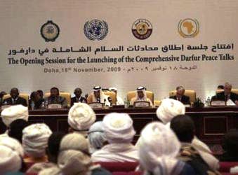 The launch of negotiations for comprehensive peace in Darfur, in the Doha on 18 November 2009 (QNA)
