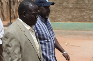 From left Makur Kulang Liei commissioner of Yirol West county and right Lakes state governor Chol Tong Mayay (ST)