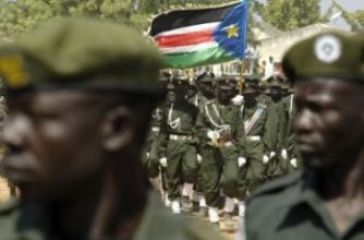 soldiers march during a parade at the 4th anniversary celebration of the signing of the Comprehensive Peace Agreement (Reuters)