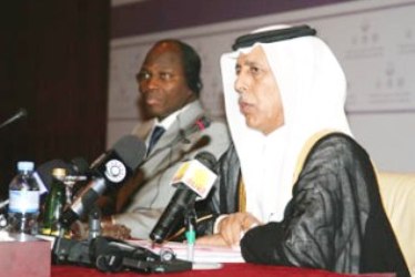 Al-Mahmoud and Bassole in a meeting with the sudanese parties in Doha (file photo QNA)