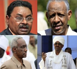 Presidential Security Adviser Salah Gosh (Upper Left), NCP’s Vice-President and Presidential Assistant Nafi Ali Nafi (Upper Right), Vice-President Ali Osman Mohamed Taha (Lower left), Sudan’s President and NCP’s chairman Omar Al-Bashir (lower right)