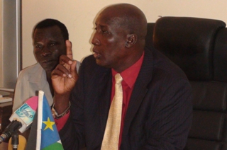 William Deng Deng, South Sudan DDR Commission Chairperson addressing journalists in Juba. March 25, 2011 (ST)