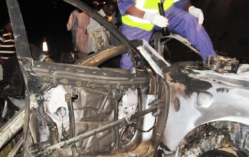 Vehichle that was destroyed in the attack in Port Sudan April 5, 2011 (Sudanese Media Center)