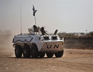 FILE - A UNMIS peacekeeper patrol on APC in Abyei, Sothern Sudan, Friday, March 11, 2011 (AP)