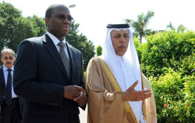 Joint Chief Mediator Bassolé (L) and Qatar's Minister of State for Foreign Affairs Al-Mahmoud walk after a meeting with Sudan President Omar Hassan al-Bashir in Khartoum Nov 27, 2010 - (Reuters)