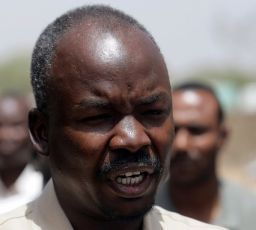 South Kordofan's governor, Ahmed Haroun, speaks to the press after casting his vote during the election for governor and regional assembly for the Sudanese oil-producing northern state in Kadugli on May 2, 2011 (Getty Images)
