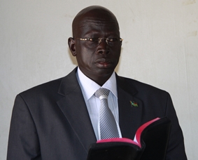 Former SPLA General and SPLM secretary in Lakes state, Samuel Mathiang Keer, who died in Australia May 14, pictured at Pacong ECS church, Rumbek East county, South Sudan in 2010 (Photo: Manyang Mayom / ST)