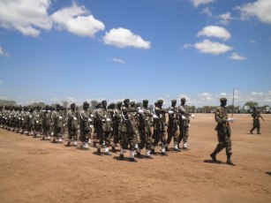SPLA marching in Celebaration of May 16 Commemoration in Bor. May 27, 2011 (ST)