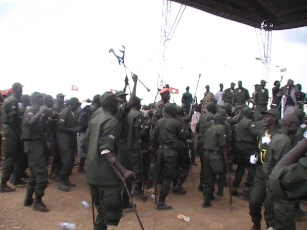 Disabled soldiers fro the SPLA celebrating the movements anniversary in Bor, Jonglei state, South Sudan. May 27, 2011 (ST)