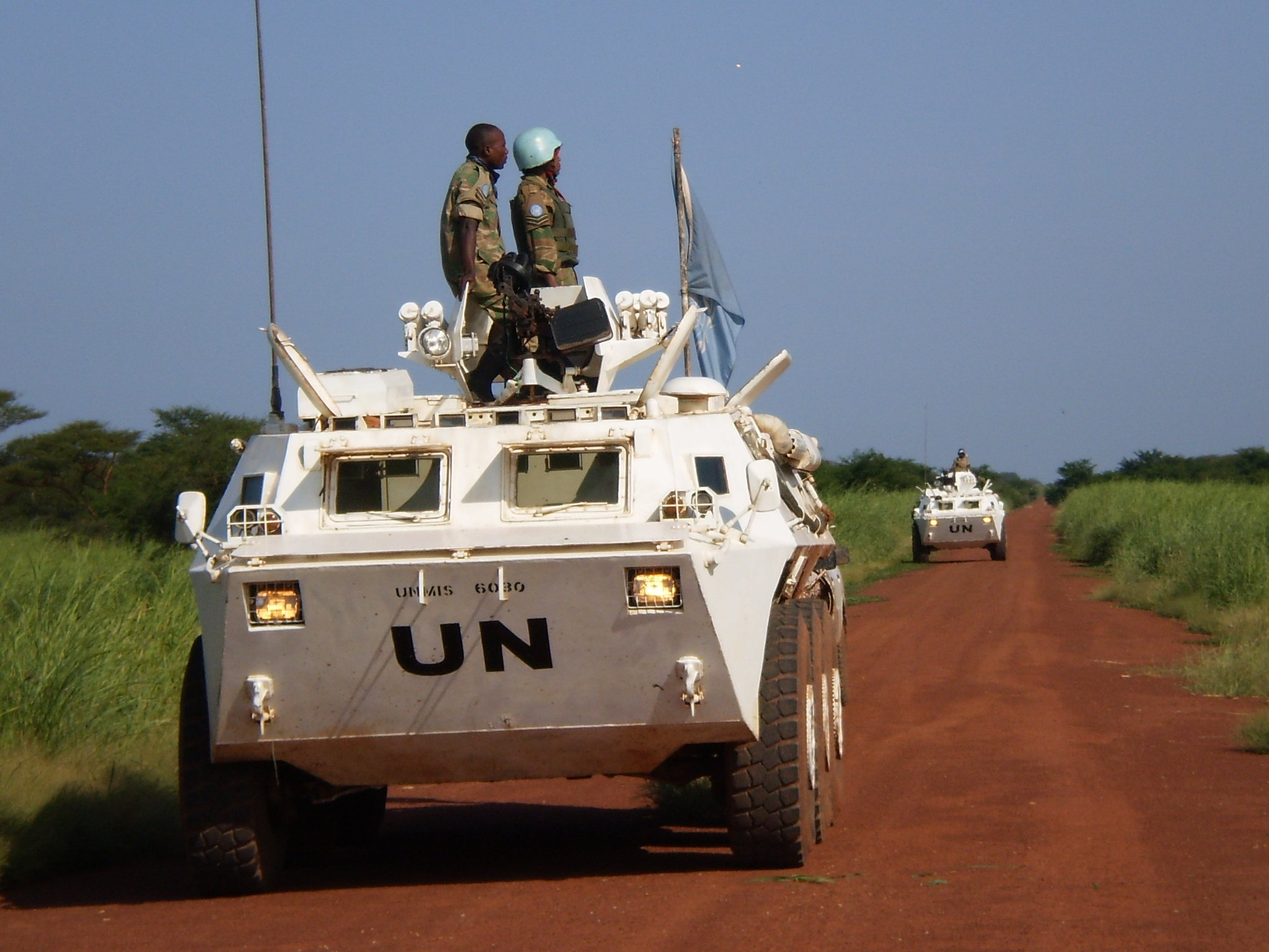 An Indian soldier serving as part of the Force Reserve Battalion with the international peacekeeping operation in United Nations Mission in Sudan (UNMIS)sits inside an armoured carrier in Abyei town May 25, 2011 (Reuters)