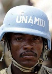 a Nigerian soldier serving with the United Nations-African Union Mission in Darfur (UNAMID)