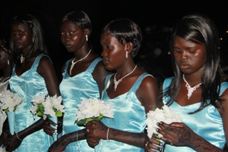 Girls from the side of the bride attend the wedding in Lakes state, South Sudan. (ST)