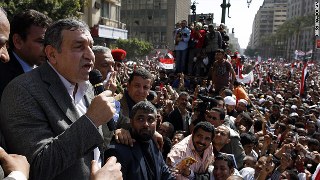 Egyptian Prime Minister Essam Sharaf in Cairo's Tahrir Square on March 4, 2011 a day after he was named to the post (Getty)