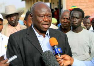 South Kordofan's governor candidate, Abdelaziz al-Hilu, speaks to the press after casting his vote during election for governor and regional assembly for the Sudanese oil-producing northern state in Kadugli on May 2, 2011 (Getty Images)