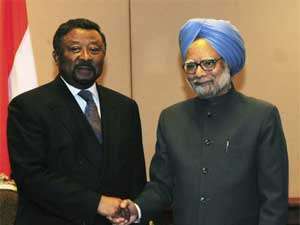 African Union Head Jean Ping with Indian Prime Minister Manmohan Singh