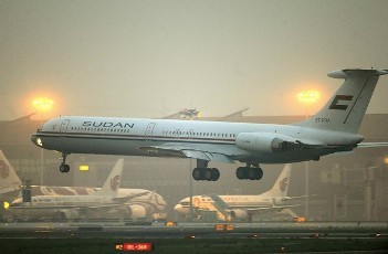 The aeroplane of Sudan's leader Omar Hassan al-Bashir lands at Beijing International Airport June 28, 2011 (Reuters)