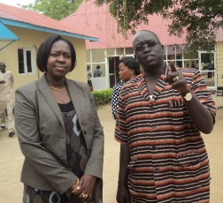 South Sudan minister of housing and physical planning Jemma Nunu Kumba and Jonglei state deputy governor Hussein Maar Nyuot (R), Jonglei governor's office in Bor, June 6, 2011 (photo: Philip Thon Aleu, ST)