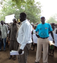 Former commissioner of Pochala, Okello Didimo, addresses a rally at the county Headquarters in South Sudan. November 29, 2010 (ST)