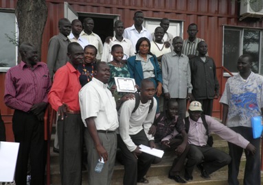 Trainees gather in front of the university after completing the training in Bor. Jonglei State, South Sudan. June 11, 2011 (Photo: John Actually / ST)