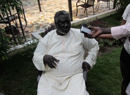 Blue Nile governor, Malik Agar, addresses the press in Juba after attending South Sudan's independence warns that there could be a return to war between his state in North Sudan and Khartoum. Sunday 10 July, 2011 (Ngor Garang - ST)