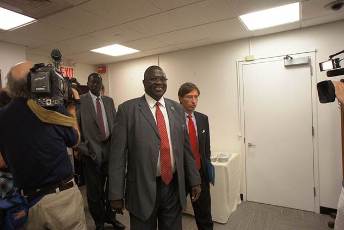 Republic of South Sudan VP Riek Machar arrives in New York, USA, July 12, 2011 (Photo by Larco Lomoyat)