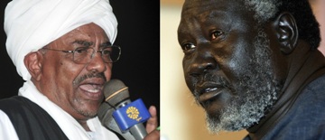 Sudanese president Omer Hassan al-Bashir (L) and Malik Agar, head of the northern branch of the Sudan People Liberation Movement (SPLM)
