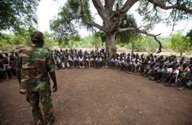 New recruits for the SPLA attend a training session in a secret camp in the Nuba mountains of South Kordofan in July 2011. (AFP)