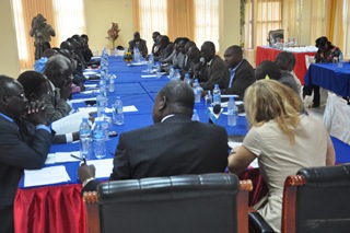 UN SG special envoy, Hilde Johnson, briefing leaders of political parties in the presence of South Sudan VP, Riek Machar, Juba (ST)