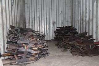 Collected arms stored in Mayom Payam, Rumbek, South Sudan (ST)