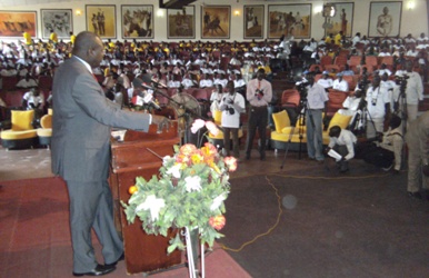Dr. Riek Machar speaking during the International Day of Peace, Juba, Sept. 21, 2011, (ST)