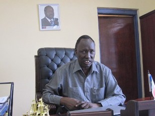 Mayen Ngor Minister of Agricultur in his office in Bor in May 2011. (ST)