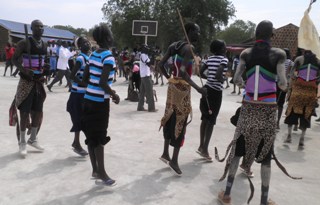 Dinka Bor returnees from Khartoum dancing at Malek High School in Bor in a ceremony organised to aid full reintergration back into their communities. February 26, 2011 (ST/John Actually)