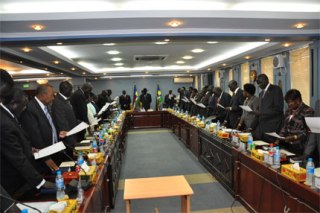 South Sudan cabinet swearing in Juba. Sept. 1, 2011 (GoSS website)