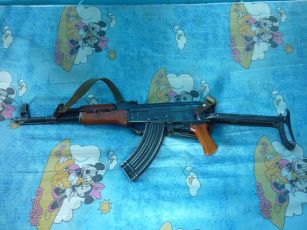 'Seemingly new Chinese Type-56-1 assault rifle (copy of the AKS-47), seized in Jonglei state. The same make of rifles were also seized from Gadet’s forces during the same period in Unity state.' (Small Arms Survey)