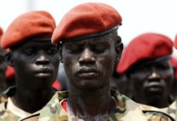 SPLA soldiers stand in line during the Independence Day ceremony in Juba July 9, 2011.  (Reuters)