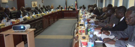 UN Rep. Hilde Johnson briefing South Sudan's cabinet, Juba, Sept. 30, 2011 (ST)