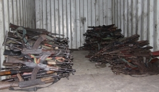 Confiscated arms collected stored in Mayom district, Rumbek central county, Lakes state, September 2011 (ST)