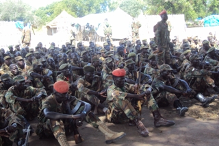 Soldiers from division six of the SPLA, South Sudan's army, which is tasked with carrying out the disarmament campaign in Unity state. (ST)