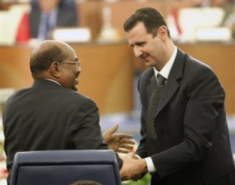FILE - Sudanese president Omer Hassan al-Bashir (L) and Syrian president Bashar al-Assad