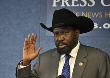 South Sudanese President Salva Kiir speaks at the National Press Club in Washington,DC on December 16, 2011. (Getty)