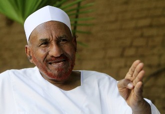 Sadiq al-Mahdi, head of the National Umma Party, the country's largest opposition party, speaks to Reuters during an interview in Omdurman December 12, 2011 (Reuters)